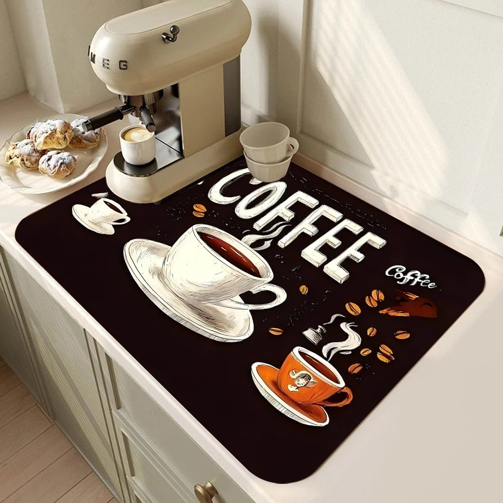 tapis cuisine noir absorbant antidérapant caoutchouc machine évier plan travail