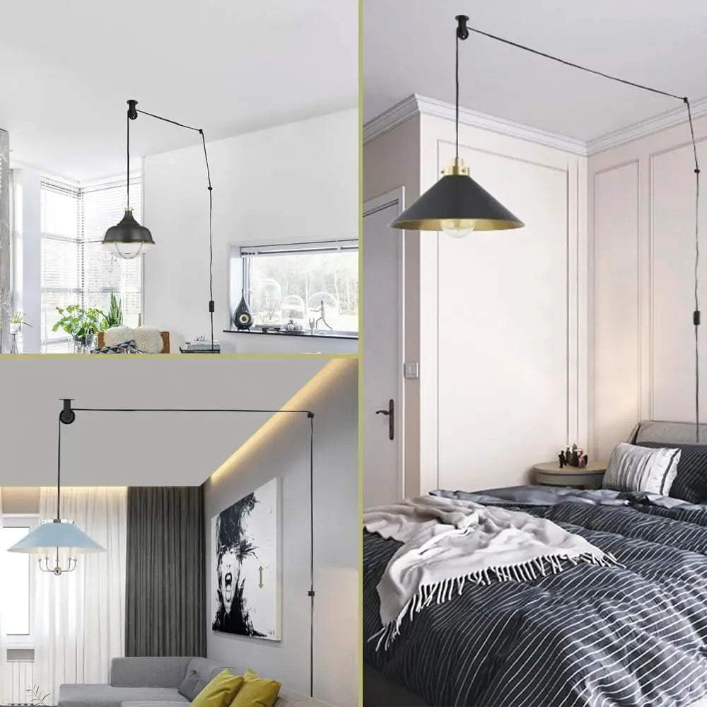 poulie murale industrielle noir bronze roues suspension vis vintage