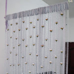 rideau porte violet rose blanc coeurs tissu transparent moderne décoratif 100x200cm polyester