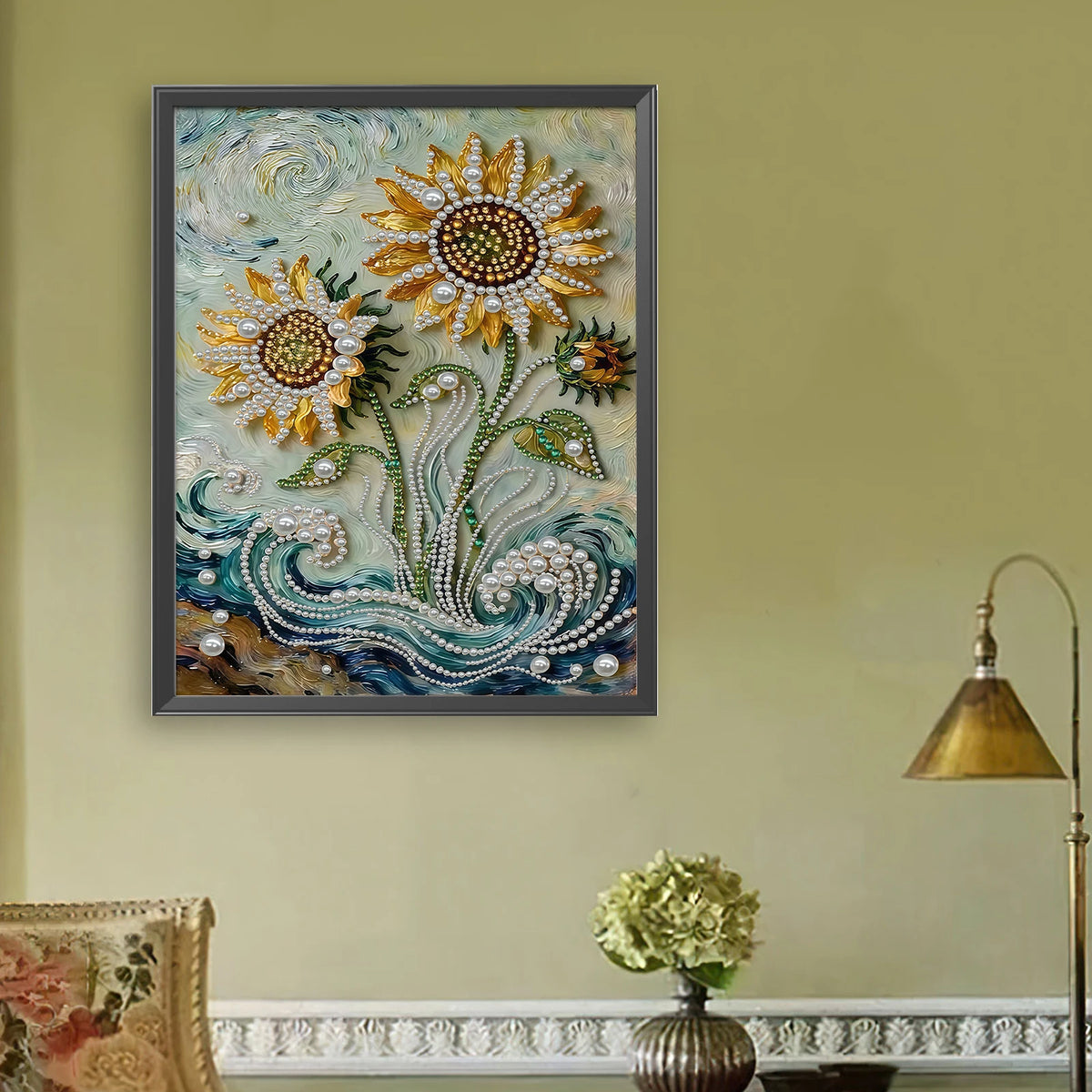 tableau decoratif art contemporain floral animalier abstrait diy resine opaque 35x45cm