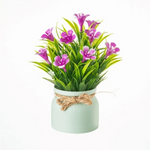 plantes artificielles feuilles vertes fleurs colorées pot céramique extérieur moderne minimaliste