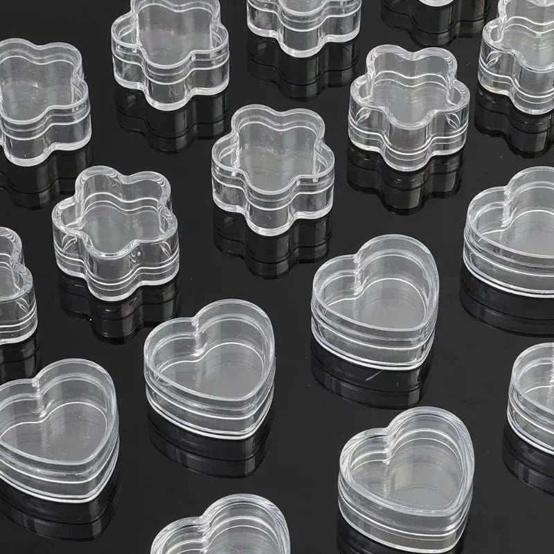 boîtes rangement transparentes coeur couvercle pression conteneurs organisateurs bijoux bonbons mini boîte 100pcs 10pcs