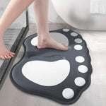 tapis bain antidérapant motif empreinte pied texture velours noir gris décoratif original