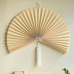 ventilateur mural bambou rouge beige gris vert rayures minimaliste tassel