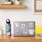 stickers adhésifs dentaires mignons vinyle waterproof dessin animé blanc bleu rose jaune vert gris