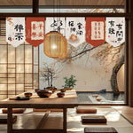 rideau chinois lettres fruits rouge blanc intérieur machine lavable traditionnel minimaliste