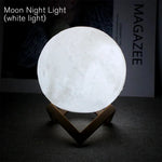 veilleuse lune led blanc moderne support bois chambre enfants lumière douce
