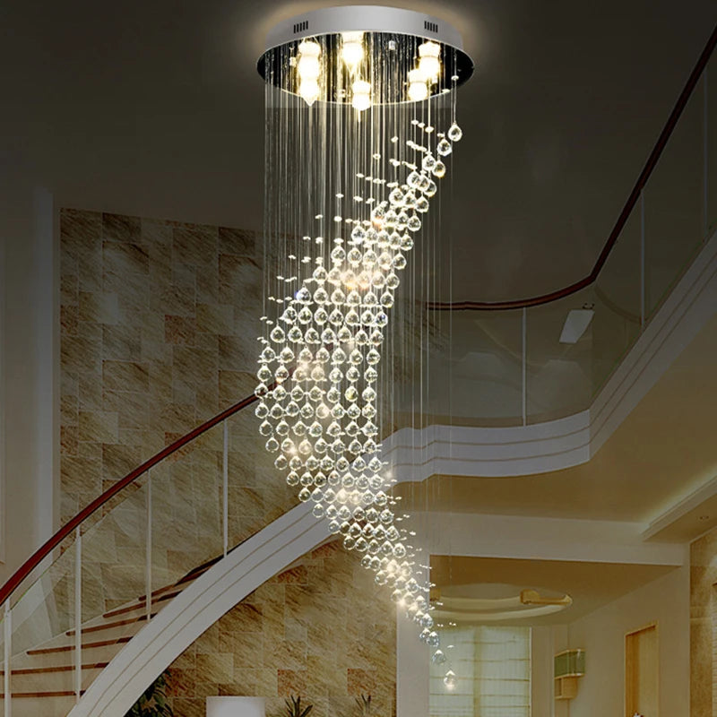 suspension lumineuse moderne cristal transparentes 16 ampoules 100cm 300cm