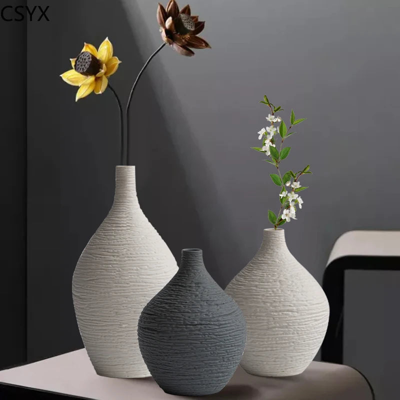 vase céramique moderne gris blanc texture tissée décoration intérieure salon