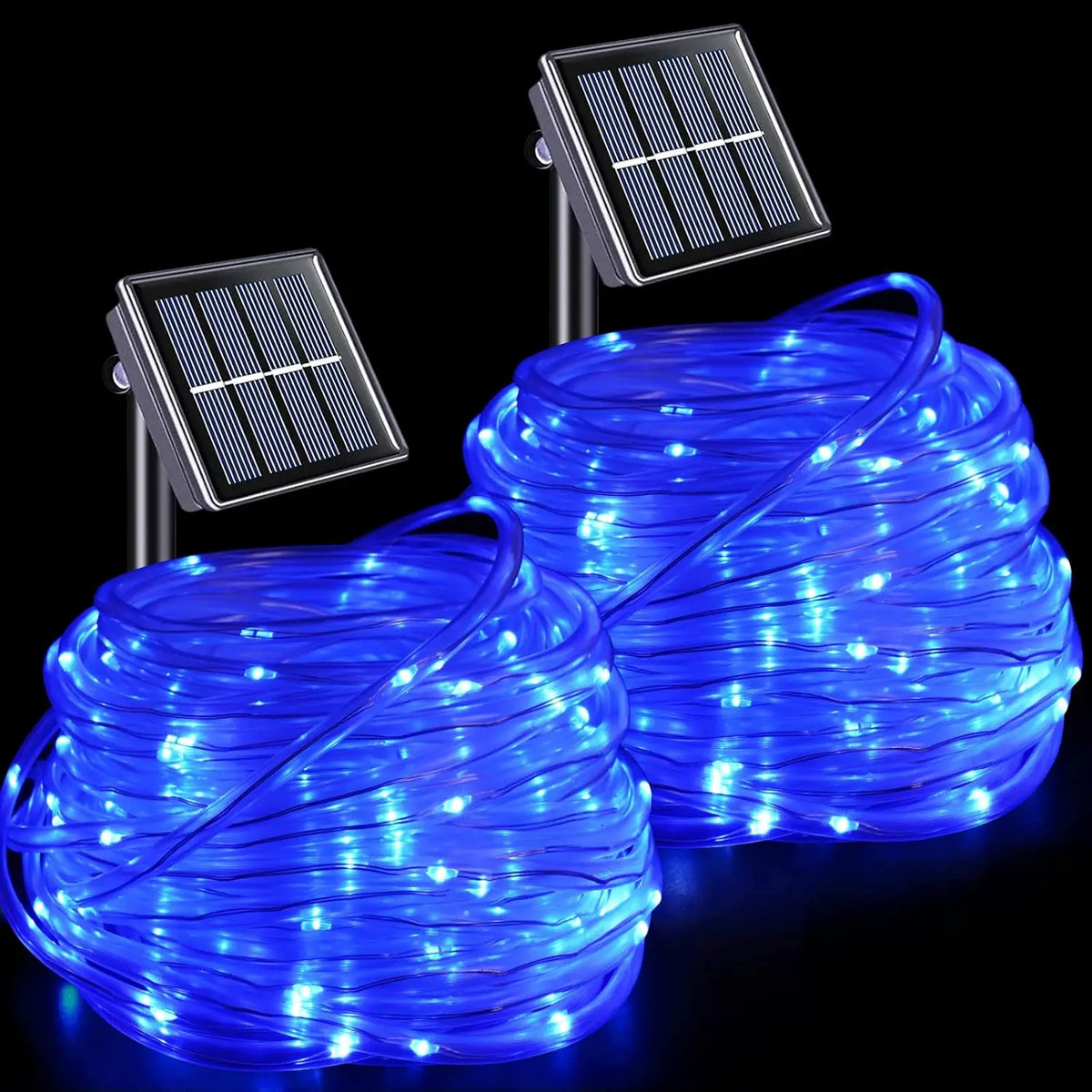 guirlande lumineuse solaire 300 led bleu clair moderne fil cuivre ip65 modes autoinstallation noel