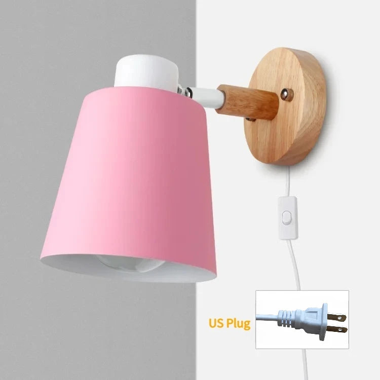 lampe murale moderne gris noir vert jaune blanc conique mate câble électrique prise interrupteur
