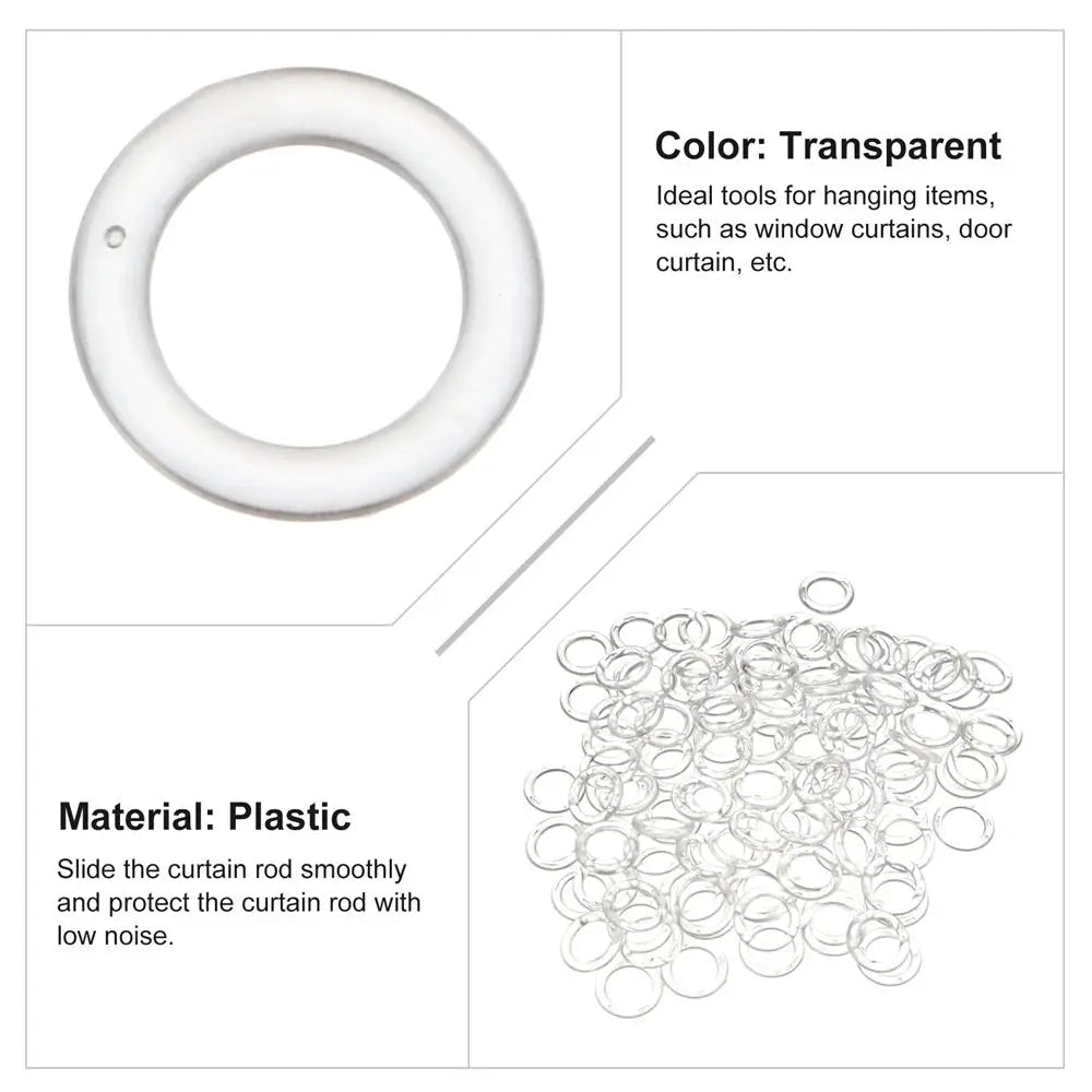 anneaux suspension transparents plastique modernes accessoires rideaux decoration intérieure sans motif blanc