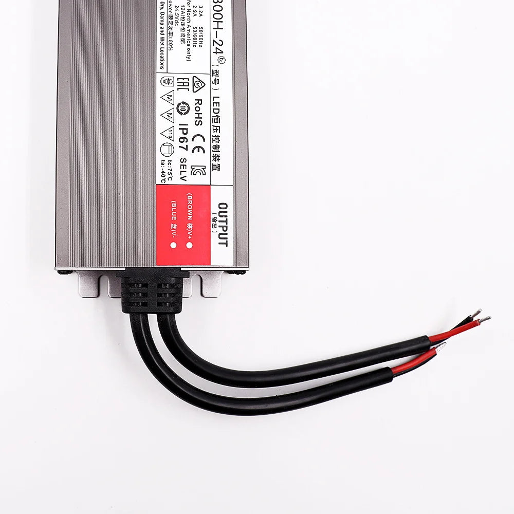 transformateur électrique led 12v 24v ip67 gris rayures clips câbles