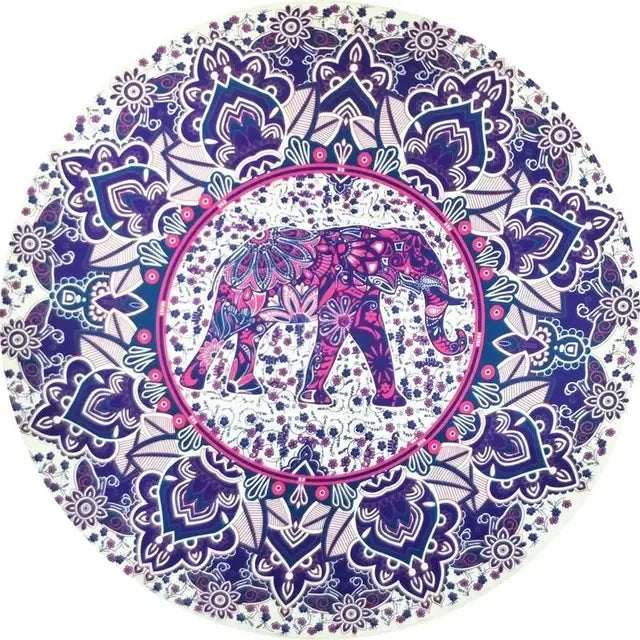 serviette plage ronde motif mandala boho chic coton polyester décorative grande plage été
