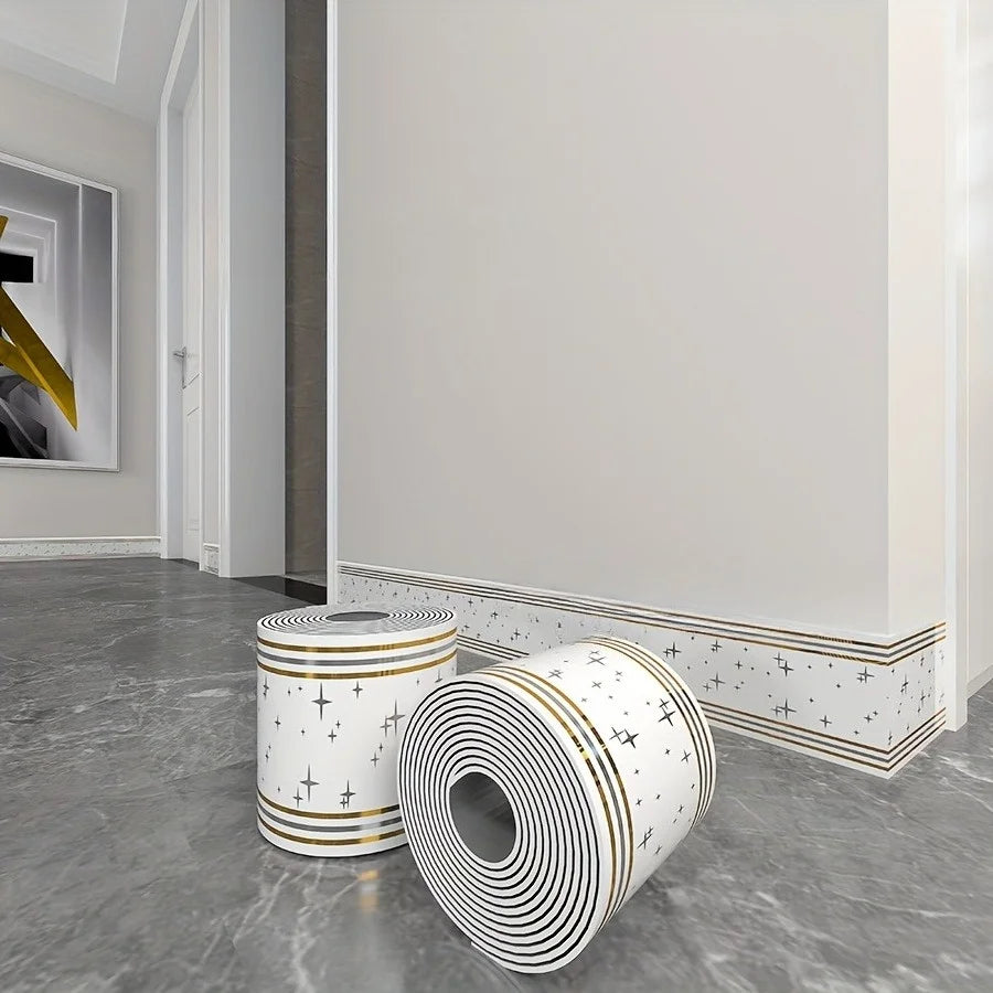 ruban decoratif autoadhésif moderne blanc or gris 500cm 10cm imperméable pvc