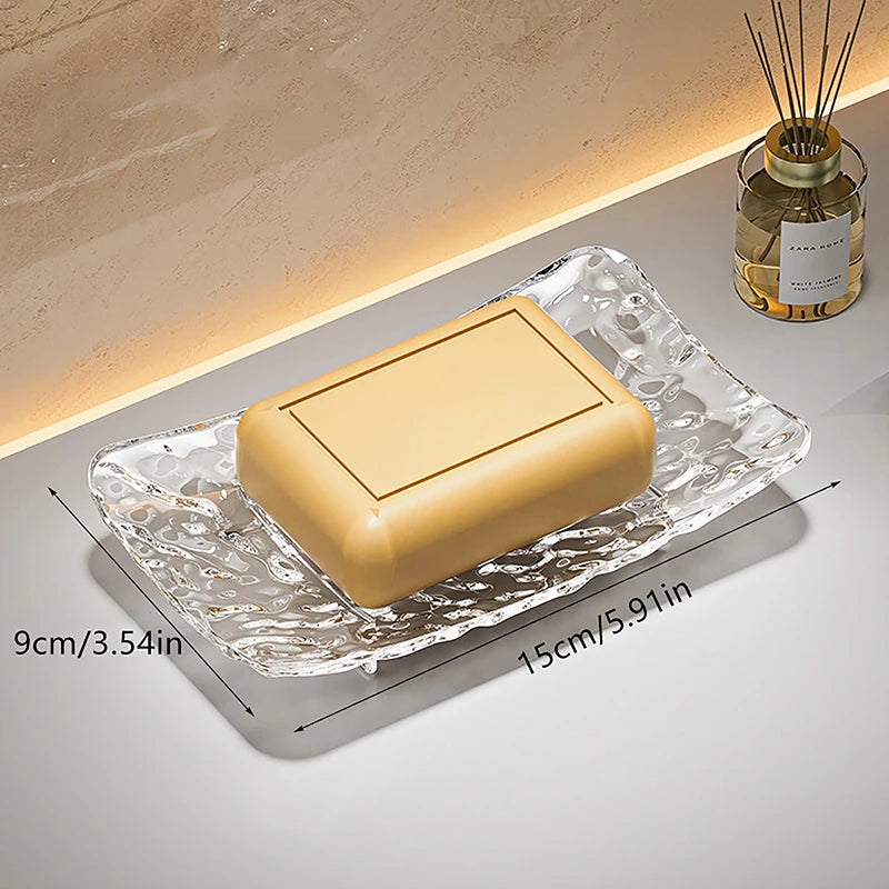 plateau savon transparent moderne texturé support rangement savon sans fixation