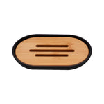 ensemble salle bain bambou distributeur savon porte brosse dents porte savon tasse noir