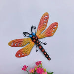 sculpture métal libellule abeille couleur aile transparente artisanale jardin extérieur decoration vertical horizontal
