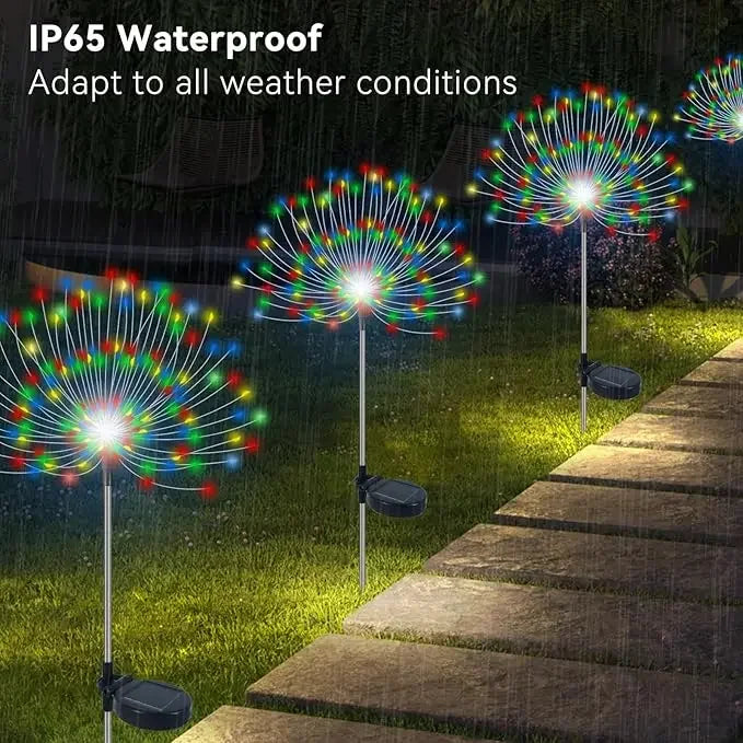 lampe solaire multicolore feux dartifice fleurs extérieure halloween noel moderne