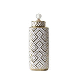 vases décoratifs modernes motifs géométriques or blanc couvercle transparent élégants intérieurDecoration