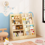 présentoir livres enfant moderne mdf étages beige bois naturel vis assembly