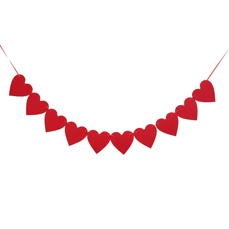 guirlande coeurs feutre rouge rose blanc decoration saint valentin anniversaire mariage festif