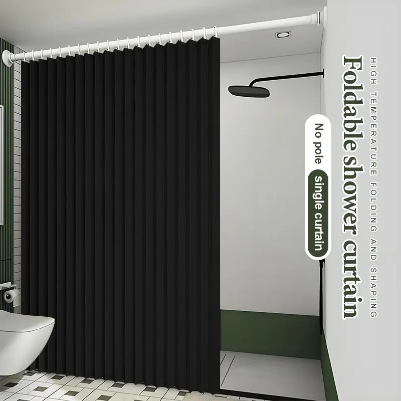 rideau douche pliable noir blanc bleu rayures verticales moderne salle bain étanche