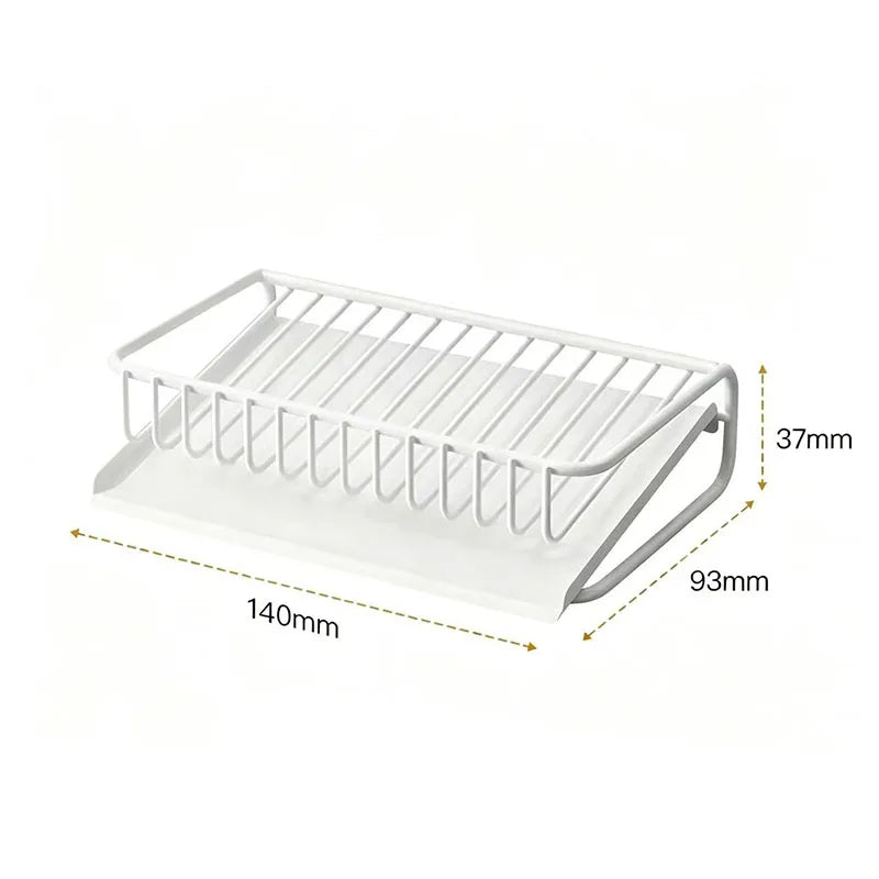 porte savon moderne plastique noir grille métallique opaquant étagère drainage