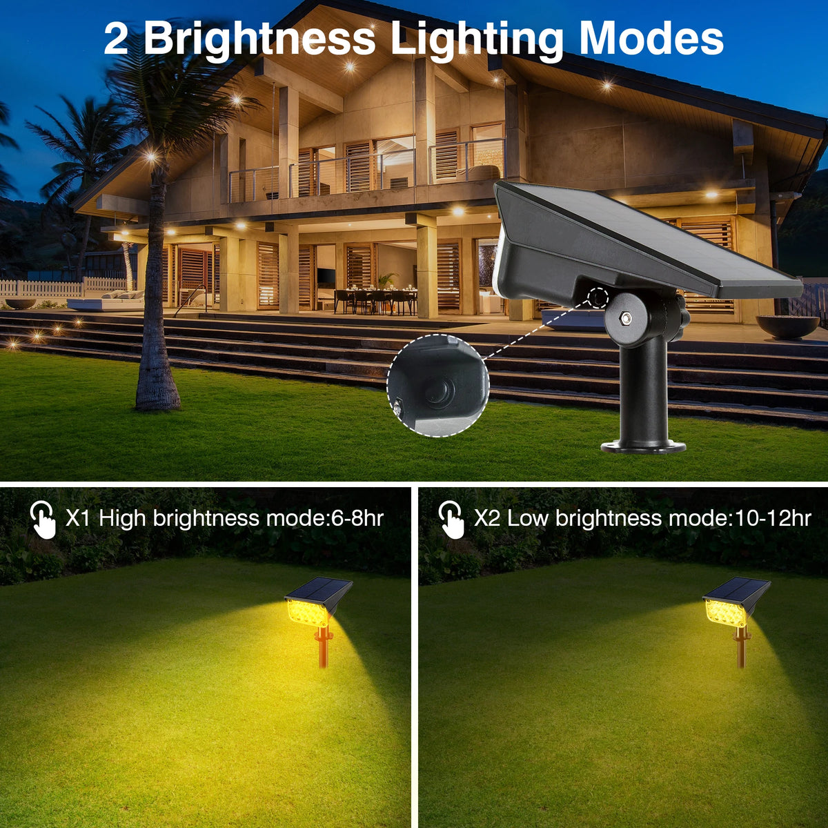 projecteur solaire extérieur led noir moderne autoinstallation spots jardin