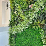 panneau mural végétal artificiel feuilles fleurs moderne extérieur branches vertes rouges blancs naturel