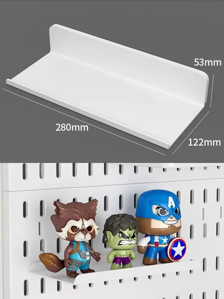 panneau perforé blanc étagère murale moderne accessoires rangement clips couteau clavier figurines