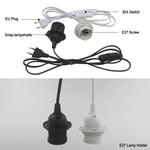 Kit suspension moderne lampe E27 noir blanc interrupteur câble 1,8m plug eu us