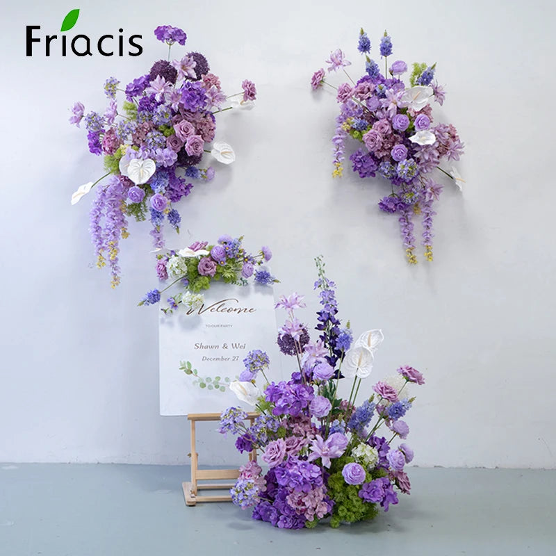 bouquet fleurs artificielles violettes blanches modernes décoration intérieure soie élégante mariage anniversaire