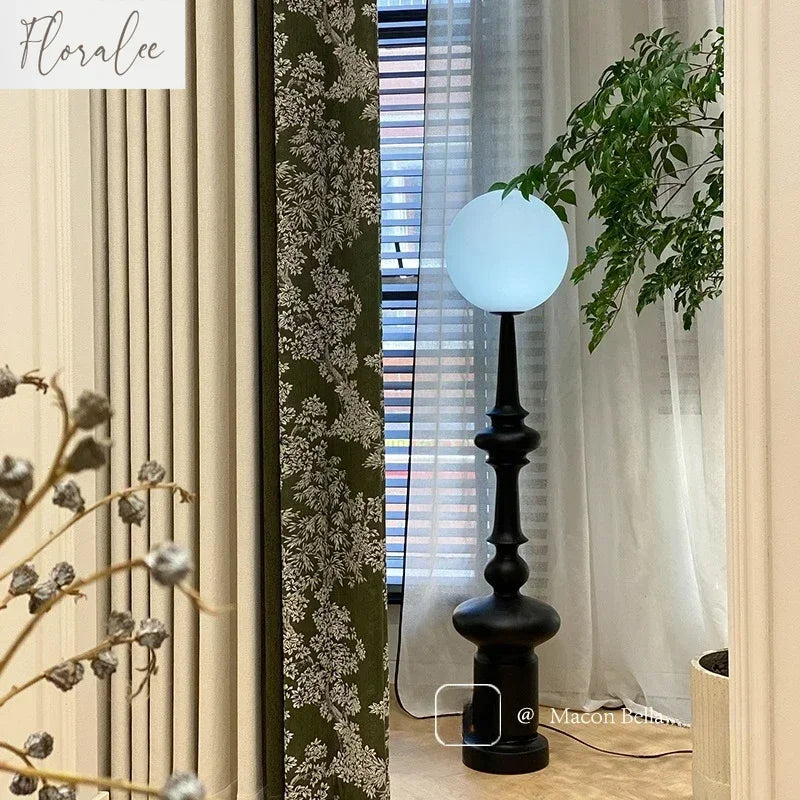 rideau occultant vert foncé motif fleurs blanches classique tringle salon chambre maison