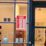 panneau horaires ouverture rouge blanc adhésif texte imprimé classique informatif business hours store hours