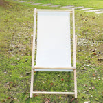 chaise longue pliable bois massif toile rayée plateau d'appoint plage