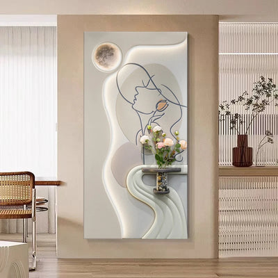 Lumière suspendue moderne pour hall d'entrée avec texture grès 3D vue de face