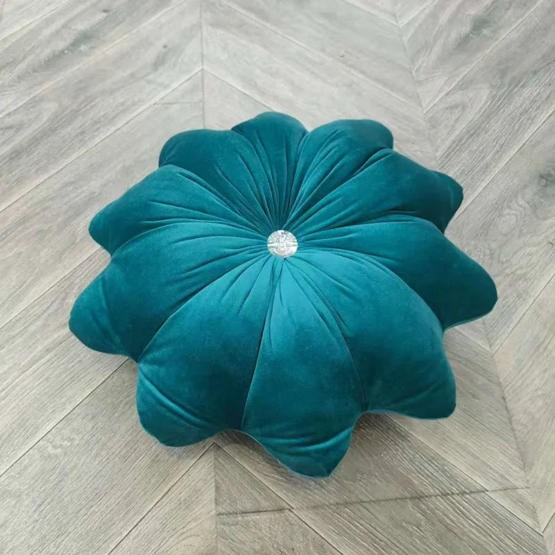coussin décoratif velours motif fleur six pétales moderne lavable lit chambre