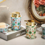 distributeur savon liquide mousse floral vintage blanc rouge vert or