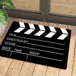 tapis noir blanc motif claquette cinéma moderne minimaliste antidérapant lavable machine