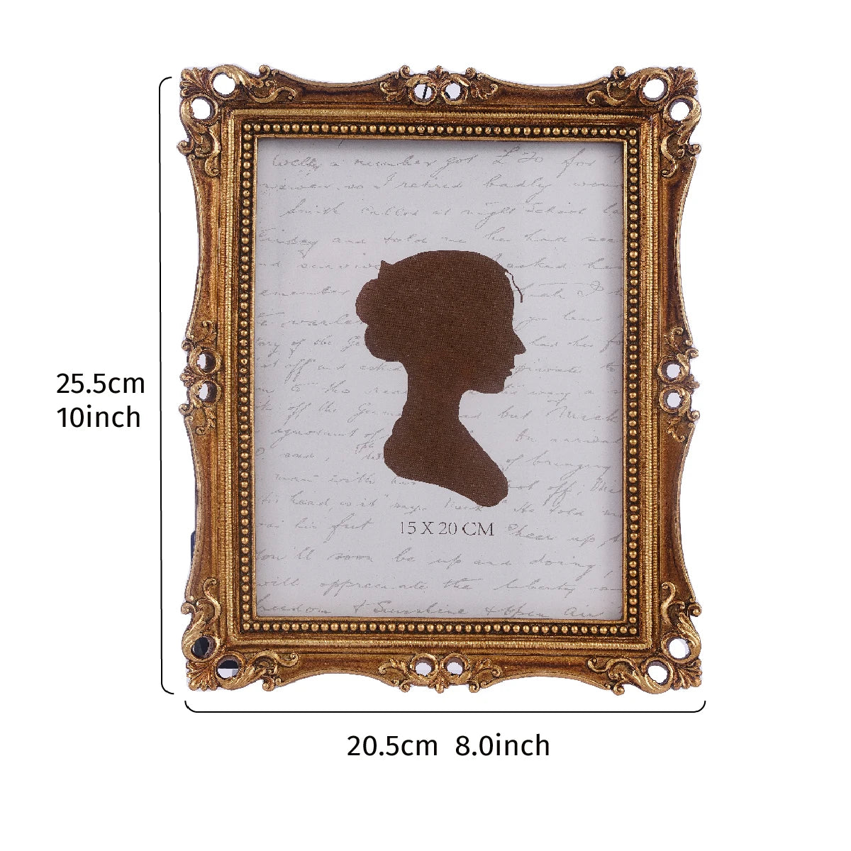 cadre photo or baroque ornements floraux classique moderne rectangle mural gravé