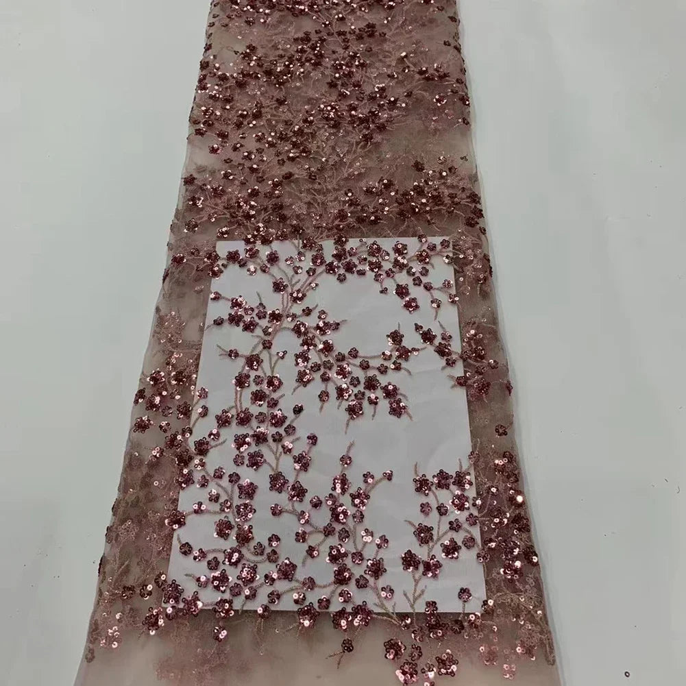 tissu dentelle sequins motifs floraux polyester translucide élégant noir blanc rose vert bleu marine