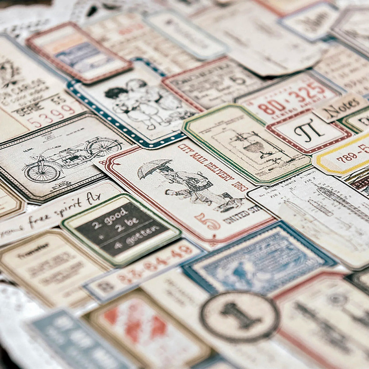 stickers vintage rétro scrapbooking illustrés personnages animaux floral chiffres lettres opaques transparents washi paper