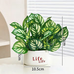 plantes artificielles vertes moderne pots blancs décoration intérieure feuilles variées minimaliste