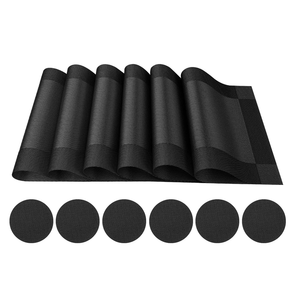 serviettes table modernes gris noir rayures horizontales adhésives faciles nettoyer pièces 12 cercles