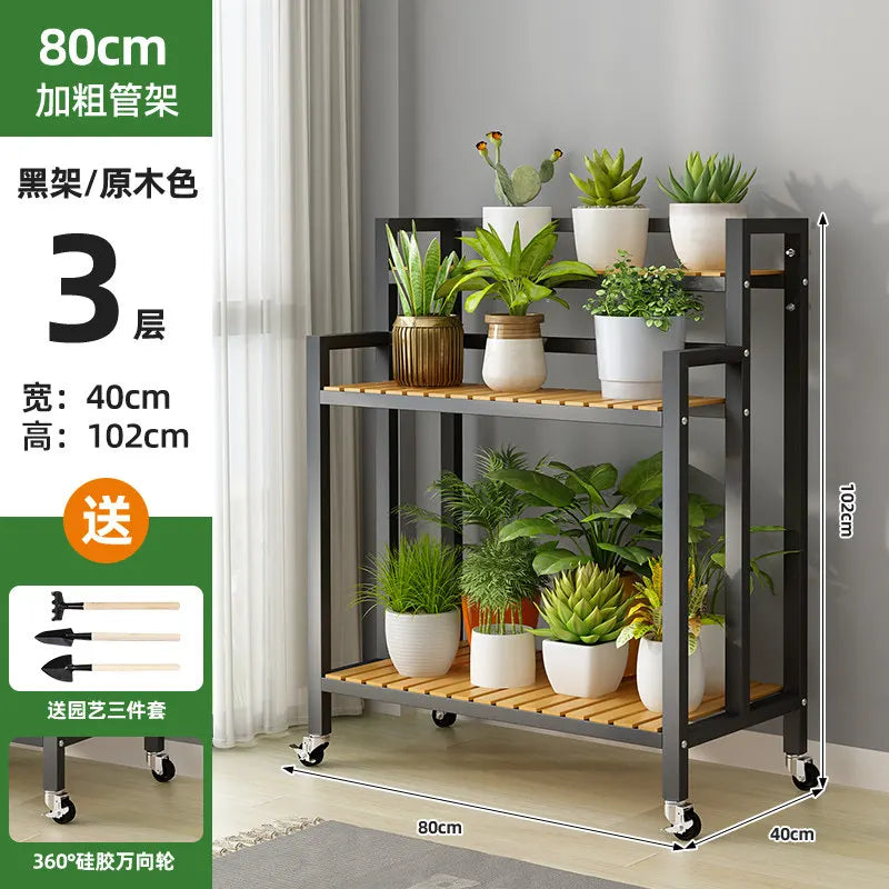 étagère plantes bois métal roulettes meuble jardin intérieur blanc moderne