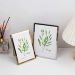 cadre photo moderne or argent feuilles vertes acrylique transparent minimaliste
