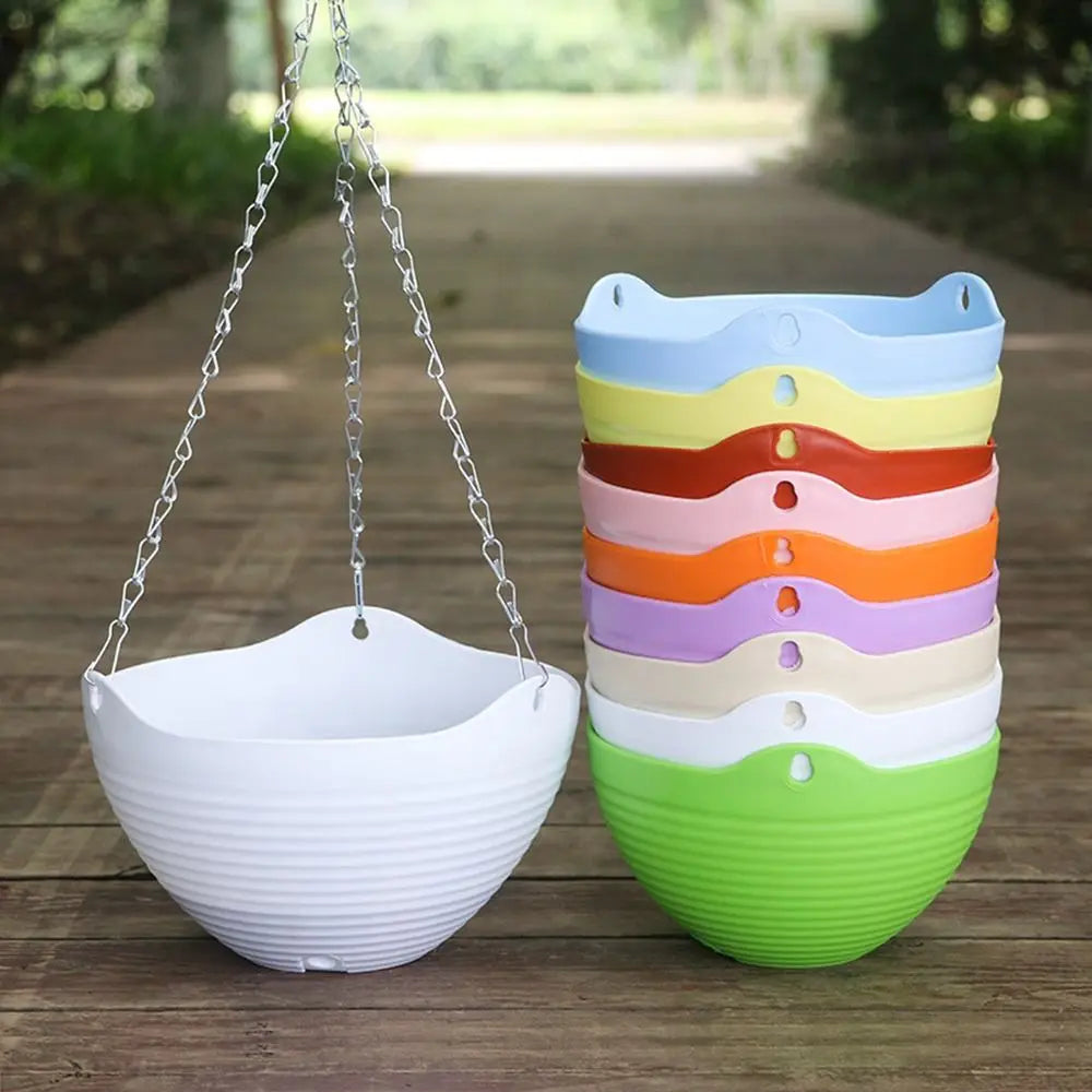 pots fleurs suspendus moderne rayures horizontales blanc vert rose orange jaune bleu beige