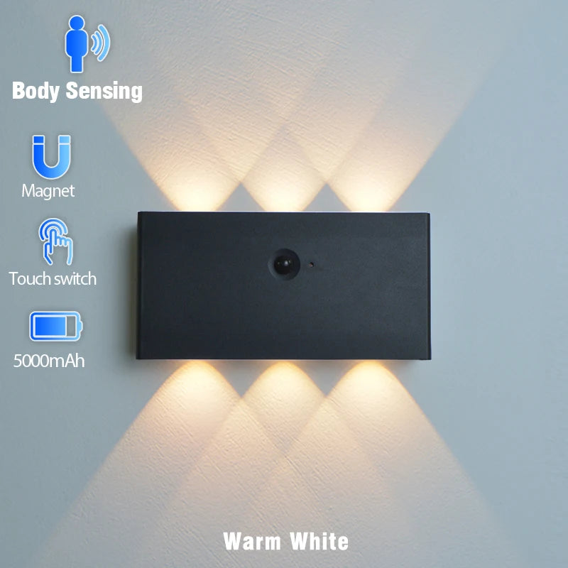 lampe murale led moderne rechargeable noir blanc bois 5000mAh interrupteur tactile chambre cuisine