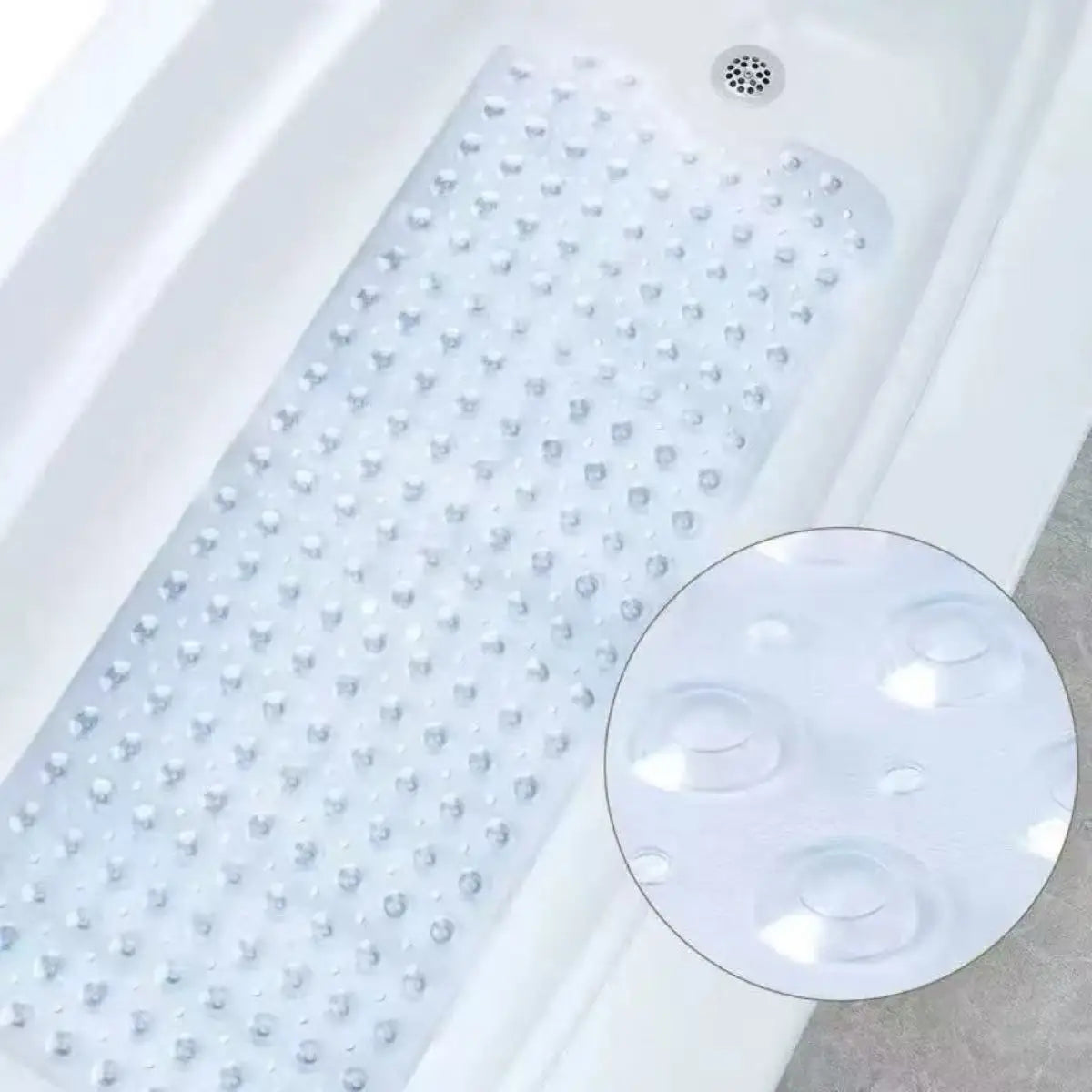 tapis bain antidérapant bleu clair noir blanc gris perforations modernes fixations